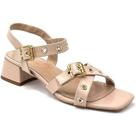 Resim Kindep London&london Kalın Alçak Topuklu Kadın Sandalet Ten Ten 