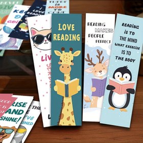 Resim 30 Hayvan Okuma Kitap Ayracı - Yaratıcı Karikatür Penguen ve Sevimli Kedi Dekoratif Kartvizitler 