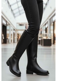 Resim Aspor Siyah İçi Polarlı Fermuarlı Kadın Topuklu Çizme Çok Renkli 