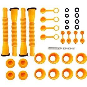 Resim Qingmipy Benzin Kutusu Müfettiş Değişim Seti, 4'lü Paket + 8mm Matkap Ucu, Tümleşik Vent Kapakları, Çeşitli Galonlarda Uygulanabilir, Sızıntı Engelleme Tasarımı 