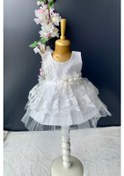 Resim Kat Dantelli Gül Motif Kız Bebek Elbise PNPN159 