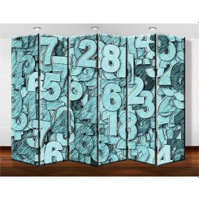 Resim Dekobul Sayılar 6 Kanat Tekerlekli Kanvas Paravan 
