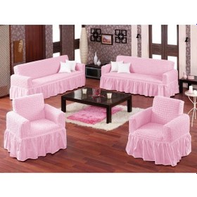 Resim Altın Kelebek Bürümcük Koltuk Örtüsü Maxi Takım (3+3+1+1)-Pembe 