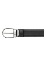 Resim Mont Blanc Montblanc Horseshoe Buckle Siyah - Mavi 30 MM Çift Taraflı Deri Kemer 128763 