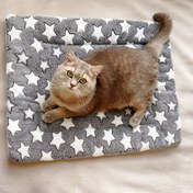 Resim Koşuyolu Peluş Köpek Matı - Kalın, Sıcak Evcil Hayvan Yatağı, Geometrik Yıldız Deseni, Gri ve Beyaz, Dört Mevsim, Polyester Fiber Dolgulu, Küçük ve Büyük Irklar için İdeal, Köpek Uyku Matı 