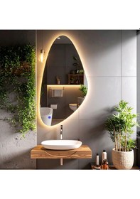 Resim Alvora Günışığı Lazer Kumlamalı Lavabo & Banyo Aynası Dokunmatik Sensörlü 55 X 110 Cm 