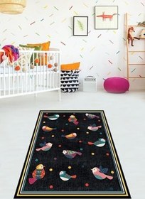 Resim Pelangi Rengarenk Kuş Desenli Halı Dijital Baskı Yıkanabilir Kaymaz Taban Çocuk Odası Halısı, Renkli 100 x 300 