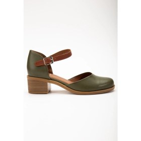Resim Analin Shoes Kadın Deri Bilekten Bağlı Sandalet 2888 Sandalet Dark Olıve 40 
