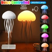 Resim Vokal Kontrollü Deniz Anası LED Gece Lambası, Şarj Edilebilir USB Masa Lambası, RGB Tam Renk Gradyanı, Dokunmatik Sensör, ABS Plastik, Dans Bacakları, Sıcak Işık Modu, 17 RGB Rengi, Yatak Odası Dekorasyonu İçin 8 Sahne Aydınlatması 