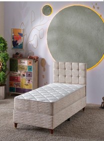 Resim Beehanem Bengü 90x190 Tek Kişilik Baza+başlık+yatak 3 Lü Set Jeryykrem Krem Jeryy01 90 X 190 