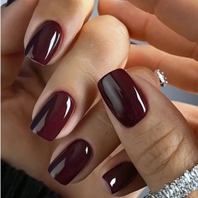 Resim 24 Orta Boy Kare Bordo Yapay Tırnaklar, 1 Tırnak Törpüsü ve 1 Set Tırnak Tutkal Sticker'ı ile Görünümünüzü Yükseltin, Anneler Günü, Sevgililer Günü Hediyesi için Uygun Manikür Hediyeleri & Malzemeleri Toptan Satış 