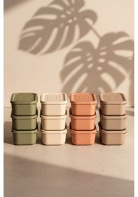 Resim Snippy Pudy - 12'li Plastik Mini Saklama Kabı Seti Kahvaltılık Çerezlik Kapaklı Saklama Kabı 280 Ml Çok Renkli 
