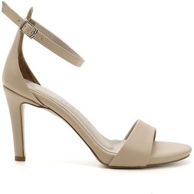 Resim Gönderi R Bilekten Bağlı Platformlu İnce Topuklu Sandalet Ten 