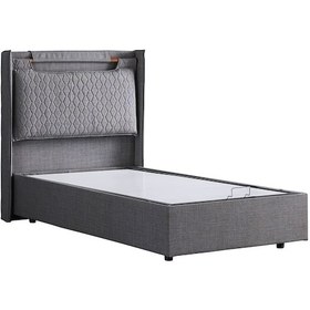 Resim Setaymobilya Baza, Zagreb Tek Kişilik Baza + Başlık Seti, Gri 