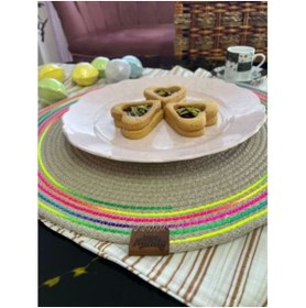 Resim Emperium DecoHandy 39cm Neon Renkli Şeritli Jüt Örme Supla Amerikan Servis 