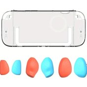 Resim Cloud011 Transparent Case + Turuncu Ve Mavi Tutamaklı 3ü1 Arada Switch 2 İçin Ergonomik Kılıf 