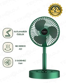 Resim Talon Mini Fan Masaüstü Katlanabilir Şarjlı 3 Kademeli Vantilatör Telefon Stantlı 2in1 Taşınabilir 