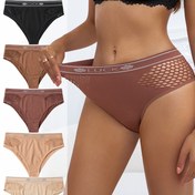 Resim Kadınlar için 5 adet Seksi Hollow-Out Dikişsiz Külot Seti - Rahat, Nefes Alabilen, Orta Yükseliş Tasarımı ile Dantel ve File Detayları, Bej, Kahverengi, Siyah, Tan, Hafif Kahverengi, Hafif Kahverengi Dantel Kenar, Nefes Alabilen İç Çamaşırı | Dantel Kenarlı İç Çamaşırı | Rahat Uygunluk 