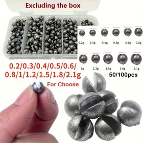 Resim 50/100 Adet Yuvarlak Açık Diş Kurşun Sinker Seti Çıplak Balıkçılık Klipsi Düşürme Isırma Av Malzemesi 11 Boyut Seçenekli 