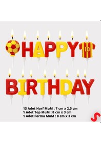 Resim Sarı Kırmızı Happy Birthday 15 Parça Doğum Günü Mum Seti 0 - 99 