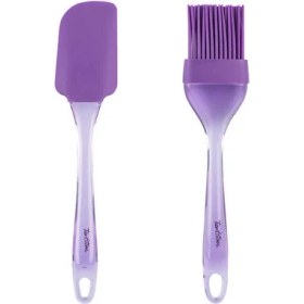Resim Mor Renkli Silikon Spatula ve Fırça Seti 