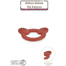 Resim Silikon Bebek Diş Kaşıyıcı - Kiremit Rengi Kiremit 
