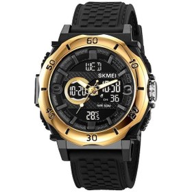 Resim Rogfer Skmeı 2098 Çok Fonksiyonlu Erkekler 50m Su Geçirmez Termometre Çift Ekranlı Dijital Bilek Saati Altın Çok Renkli Çok Renkli 