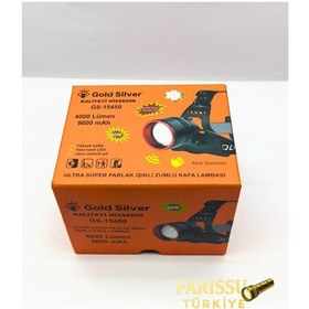 Resim Gold Silver Gs-15450 4000 Lümen Ultra Parlak Şarjlı Zoomlu Sensörlü Kafa Lambası - 9600 Mah Siyah 