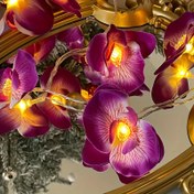 Resim 10-Lu Mor ve Pembe Orkid Butterfly LED Işık Dizisi, Kumaş ve Plastik, Pille Çalışır, Switch/Remote Kontrol, Çok Amaçlı Peri Işıkları, Düğün, Nişan, Yılbaşı, Şükran Günü, Noel, Hanuka, Paskalya, Sevgililer Günü Dekoru 