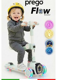 Resim Prego Flow Müzikli Işıklı Oturaklı Çocuk Scooter Katlanabilir - Yükseklik Ayarlı Yeşil 