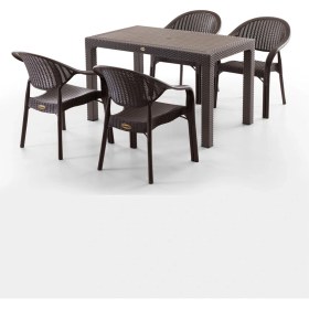 Resim Bamboo 4 Kişilik Rattan Masa Sandalye Takımı Kahve Kahve 
