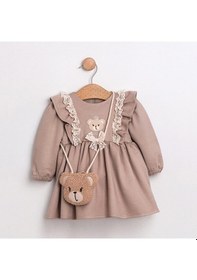 Resim Sweet Bear Oyuncak Aksesuarlı Kız Bebek Elbisesi Bej 