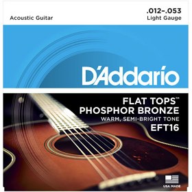 Resim D'Addario EFT16 12-53 Flat Tops Phosphor Bronze Regular Light Akustik Gitar Tel Seti 