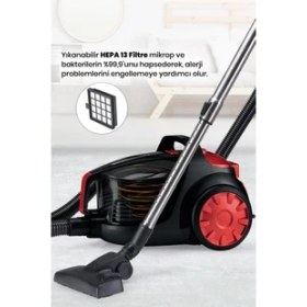 Resim Goldmaster Proton Çift Hepa Filtreli 3lt Geniş Hazneli Hız Ayarlı Cyclonic Toz Torbasız Elektrikli Süpürge 