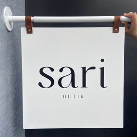 Resim Çift Taraflı Bayrak Tabela | Kare Marka Logo Baskılı - Beyaz / Baskısız / 60x60 cm 