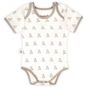 Resim Geagly Organik Pamuk Yenidoğan & Bebek Kısa Kollu Çıtçıtlı Bodysuit Zıbın Unisex ( Krem Baskılı ) 