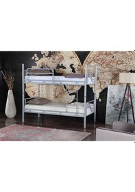 Resim Ranzaci Solid Ranza 90x190 Genç Çocuk Yatak Odası Metal Ranza Gri 