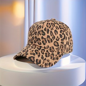 Resim 1 adet Leopar Desenli Şık ve Çok Yönlü Beyzbol Şapka, Ayarlanabilir, Günlük Kullanıma Uygun Dış Mekan Güneş Şapkası, Moda Hayvan Deseni 