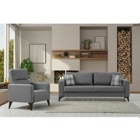Resim Kristal 3+1 Berjer Koltuk Takımı Koyu Gri 
