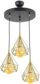 Resim Lambadar Üçlü Gold Prizma Model Sarkıt Avize Gold Tek Ebat Unisex 3537-3Goldyuvprizma 