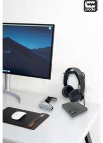 Resim Gri Ahşap Ve Siyah Metal Gaming Kulaklık Dikey Standı 