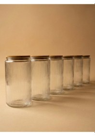 Resim Leelahome 6'lı Set Bambu Vakum Kapaklı Cam Saklama Kabı 1500 Ml Şeffaf 