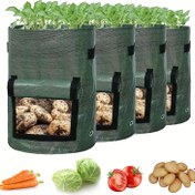 Resim 4 adet Patates Yetiştirme Torbası, Patates Saksıları Kapak ve Tutacaklarla, Soğan, Meyve, Domates, Havuç için Sebzeler Bahçe Dikim Torbaları (7 Galon) 
