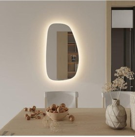 Resim 60x90 Cm Modern Organik Led Ayna Dokunmatik, Dim Edilebilir, 3000k Günışığı Banyo Aynası Sarı 