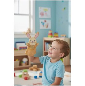Resim Toys2you Büyük Boy Keçe El Kuklası - Tavşan Açık Kahverengi - Bej 