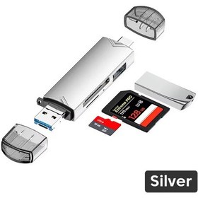 Resim 7 İn 1 Kart Okuyucu Usb 3.0 Tip C Sd Tf Hafıza Kartı Flash Sürücü Adaptörü Pc Mavi 