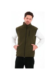 Resim Erkek Tam Fermuarlı Spor Polar Yelek Haki 