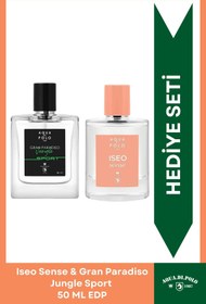 Resim Aqua Di Polo 1987 Iseo Sense EDP Kadın Parfüm & Gran Paradiso Jungle Sport EDP Erkek Parfüm Seti 50ml 2 Adet 
