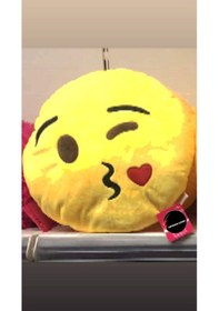 Resim Öpücük Atan Emoji Yastık 35 Cm Büyük Boy Hediyelik Uyku Arkadaşı Sarı 