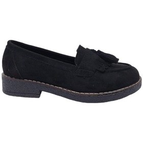 Resim Zerhan 2403 Kadın Siyah Süet Günlük Kullanım Loafer Ayakkabı Siyah 